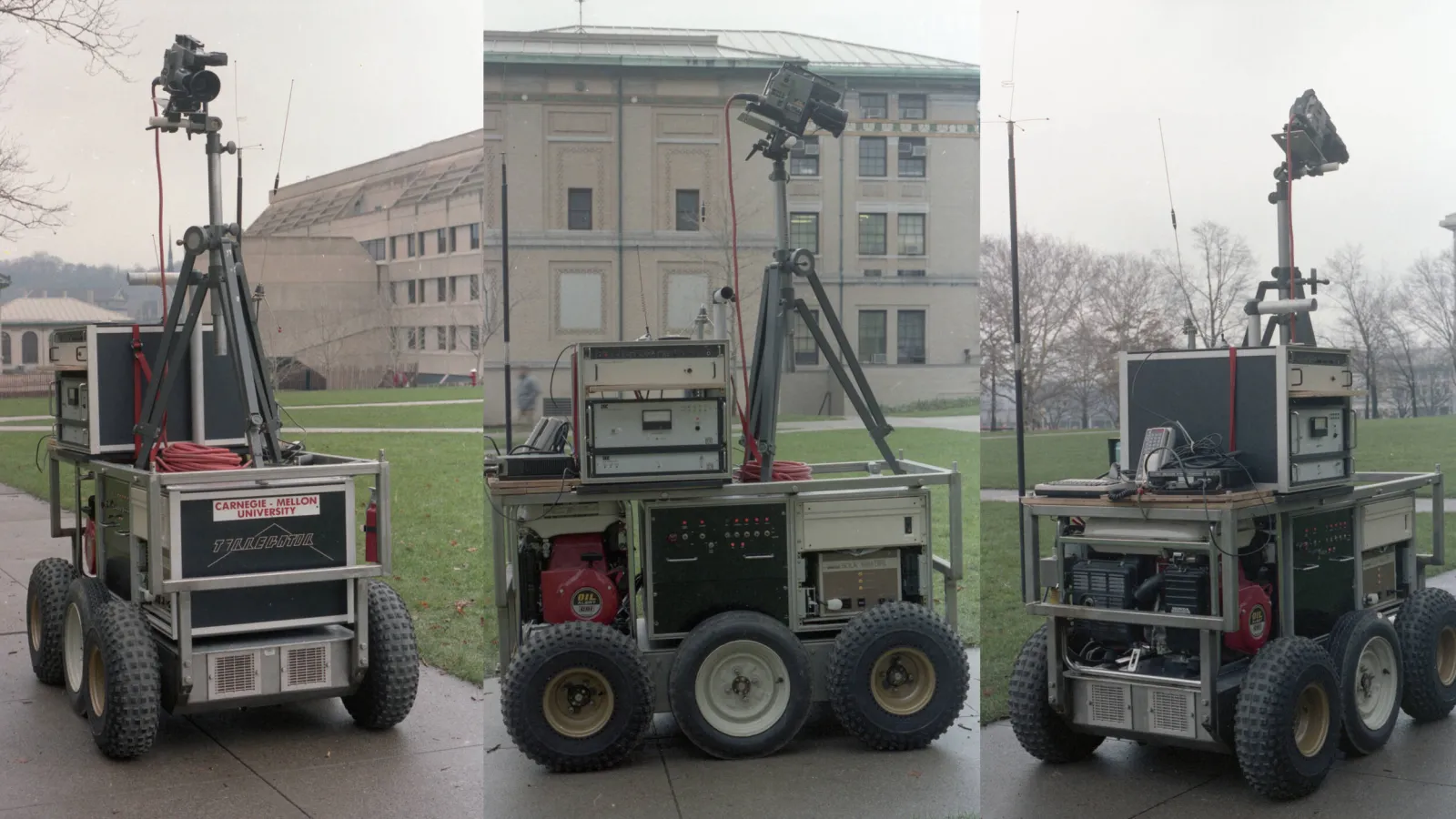 Terregator at 3 different angles outside on CMU's campus